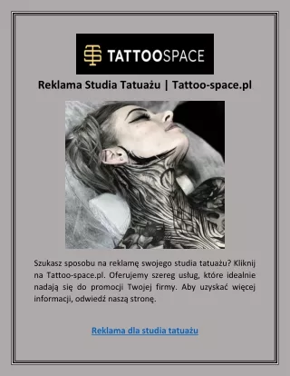 Reklama Studia Tatuażu | Tattoo-space.pl