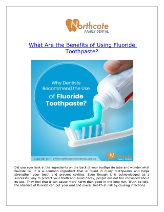 What Are the Benefits of Using Fluoride Toothpaste?