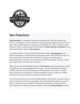 San Francisco Harley-Davidson| Bay Area Motorcycle Dealers