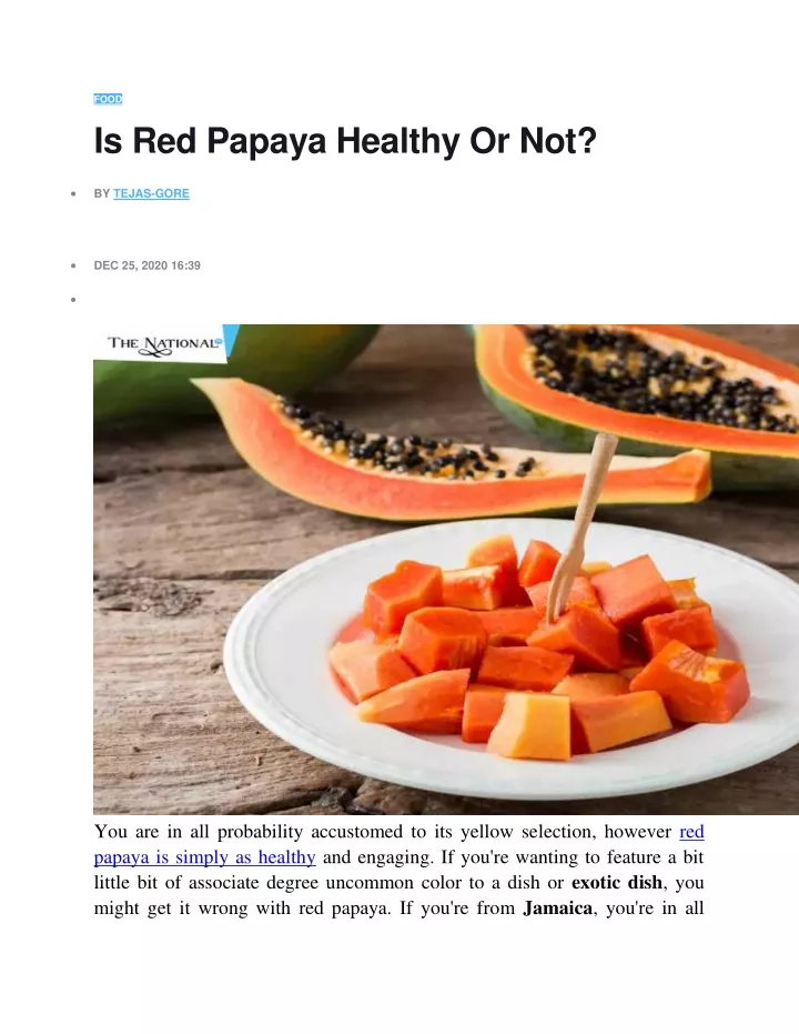 food is red papaya healthy or not