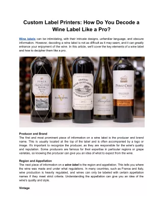 Custom Label Printers_ How do you decode a wine label like a pro_