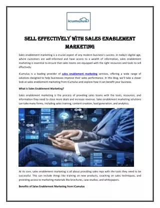 Sell Effectively with Sales Enablement Marketing