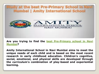 Study at the best Pre-Primary School in Navi Mumbai Amity International School