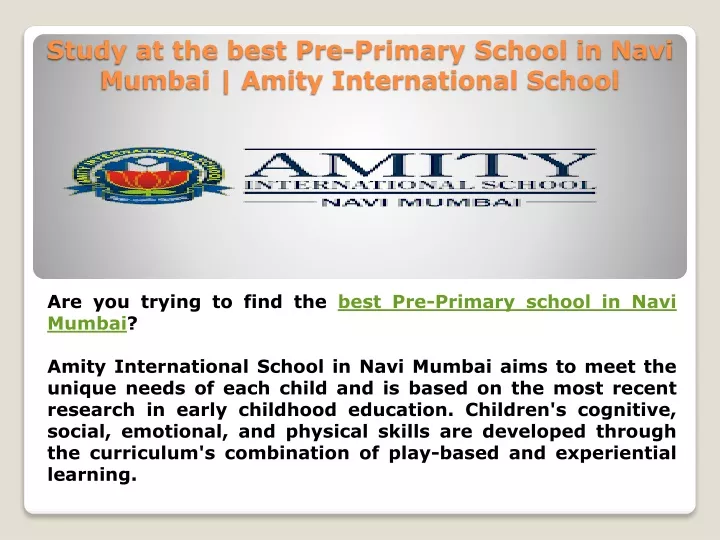 study at the best pre primary school in navi mumbai amity international school