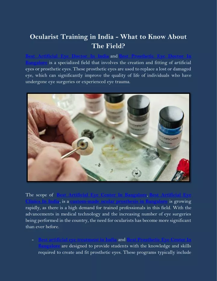 ocularist training in india what to know about