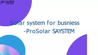 Solar System for Business - Prosolar System