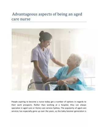 Advantageous aspects of being an aged care nurse