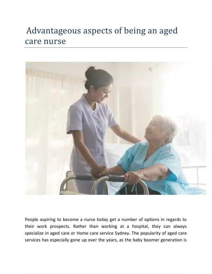 advantageous aspects of being an aged care nurse