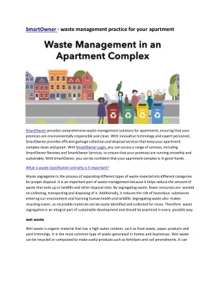 SmartOwner - Waste Management Practices for Your Apartment