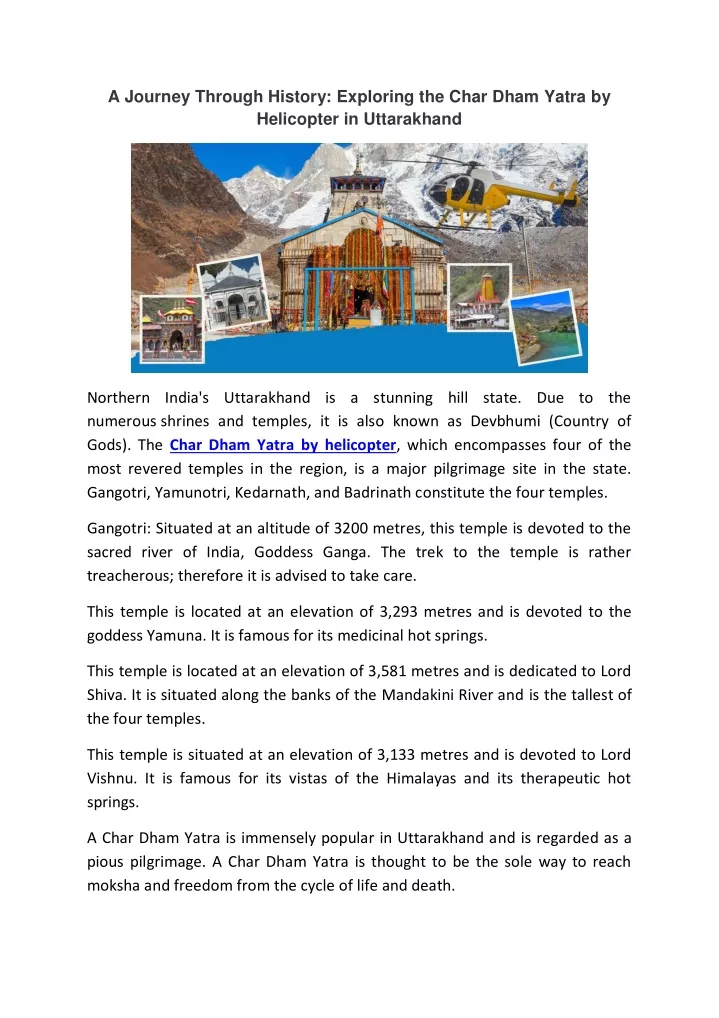 a journey through history exploring the char dham