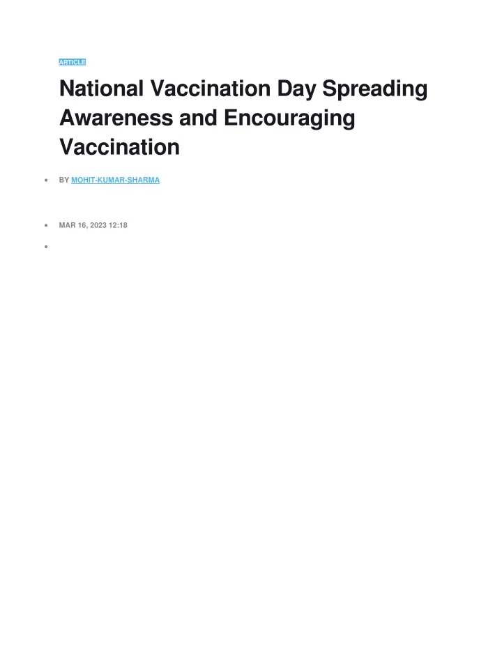 article national vaccination day spreading