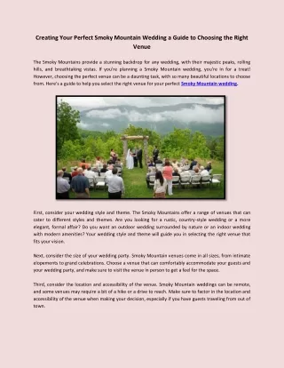 Creating Your Perfect Smoky Mountain Wedding a Guide to Choosing the Right Venue