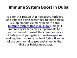Immune System Boost in Dubai