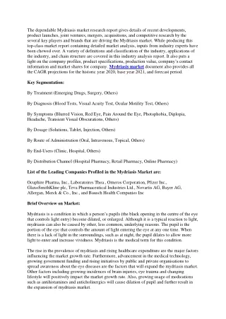 the dependable mydriasis market research report