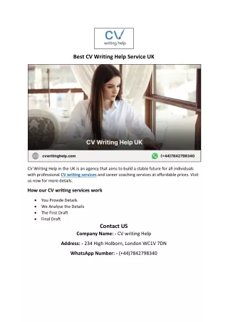 Best CV Writing Help Service UK