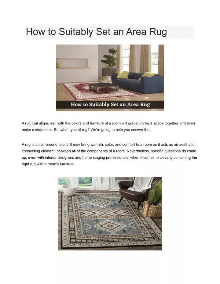 how to suitably set an area rug