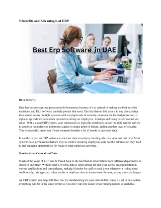 5 benefits and advantages of erp