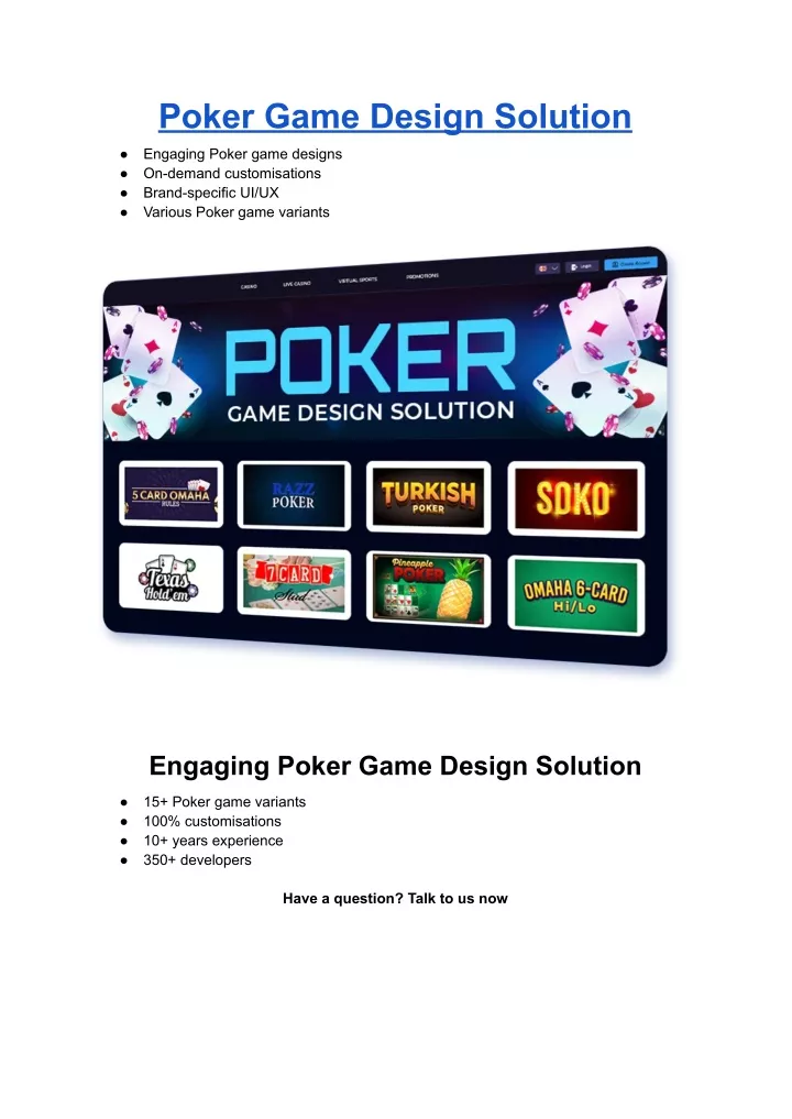 poker game design solution