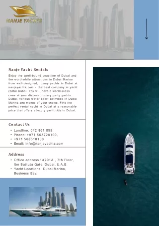Nanje Yacht Rental Dubai Marina