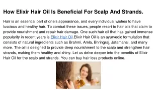 how elixir hair oil is beneficial for scalp and strands