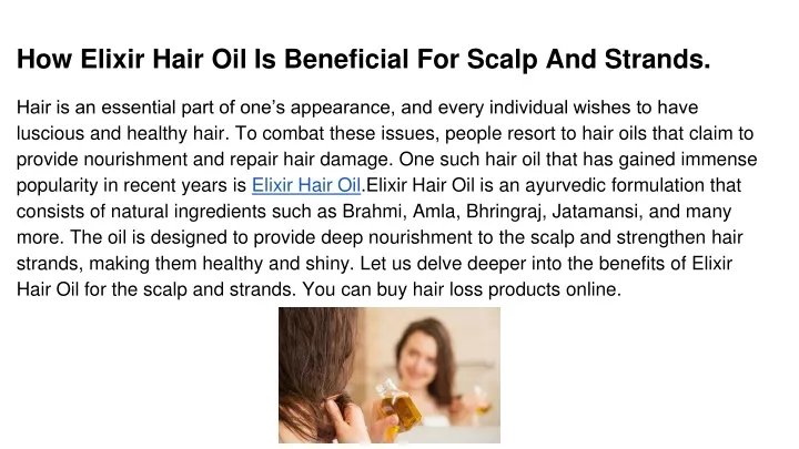 how elixir hair oil is beneficial for scalp and strands
