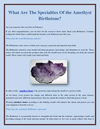 What Are The Specialties Of the Amethyst Birthstone?