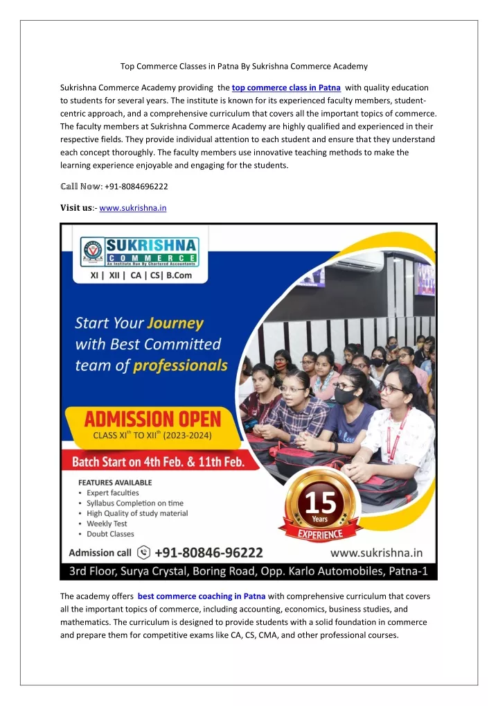 top commerce classes in patna by sukrishna