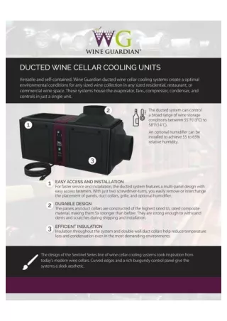 Ducted Wine Cellar Cooling Units