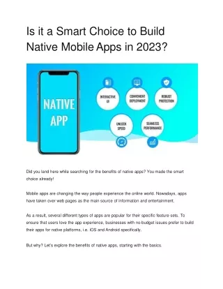 Is it a Smart Choice to Build Native Mobile Apps in 2023- Applify