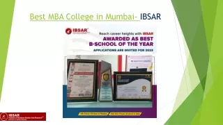 Best MBA College in Mumbai - IBSAR