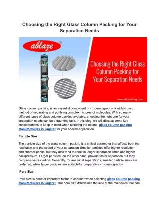 Ablazeglassworks- SEO-1 [Choosing the Right Glass Column Packing for Your Separation Needs]