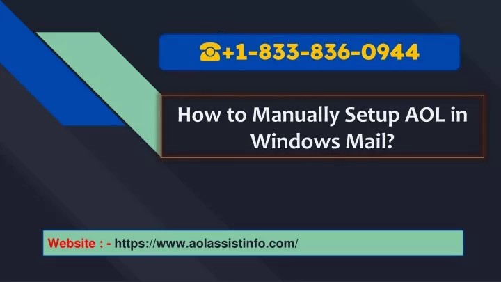 how to manually setup aol in windows mail