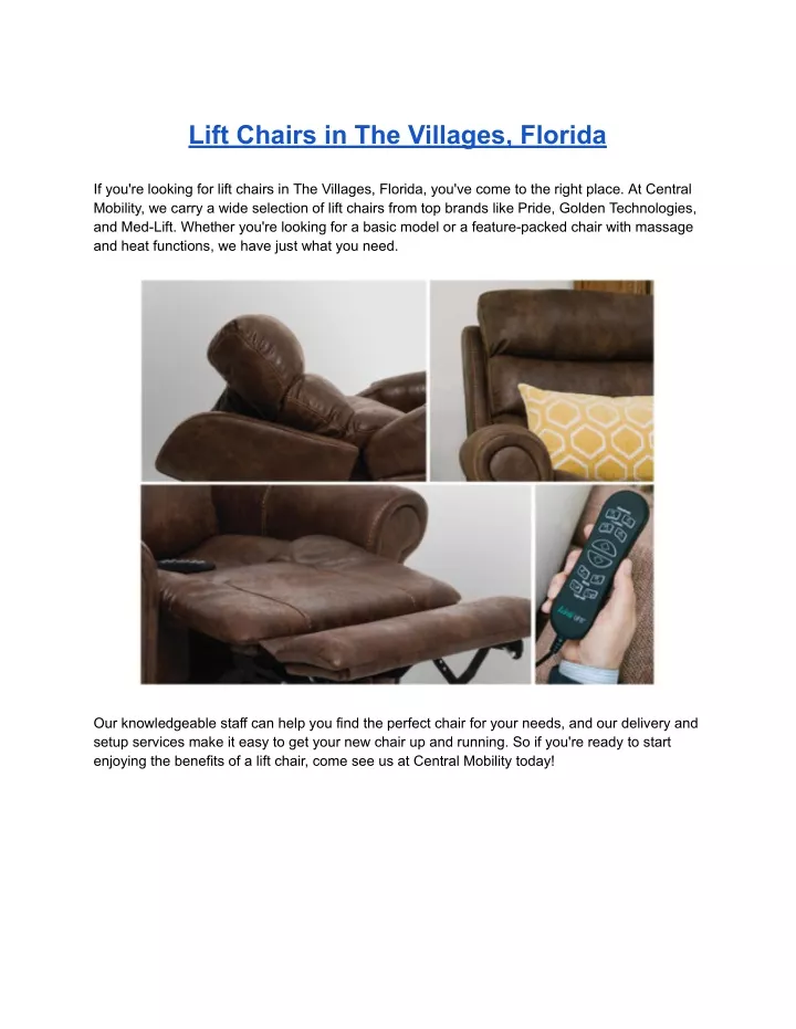 lift chairs in the villages florida