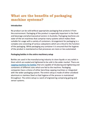 What are the benefits of packaging machine systems