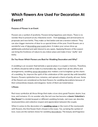 which flowers are used for decoration at event