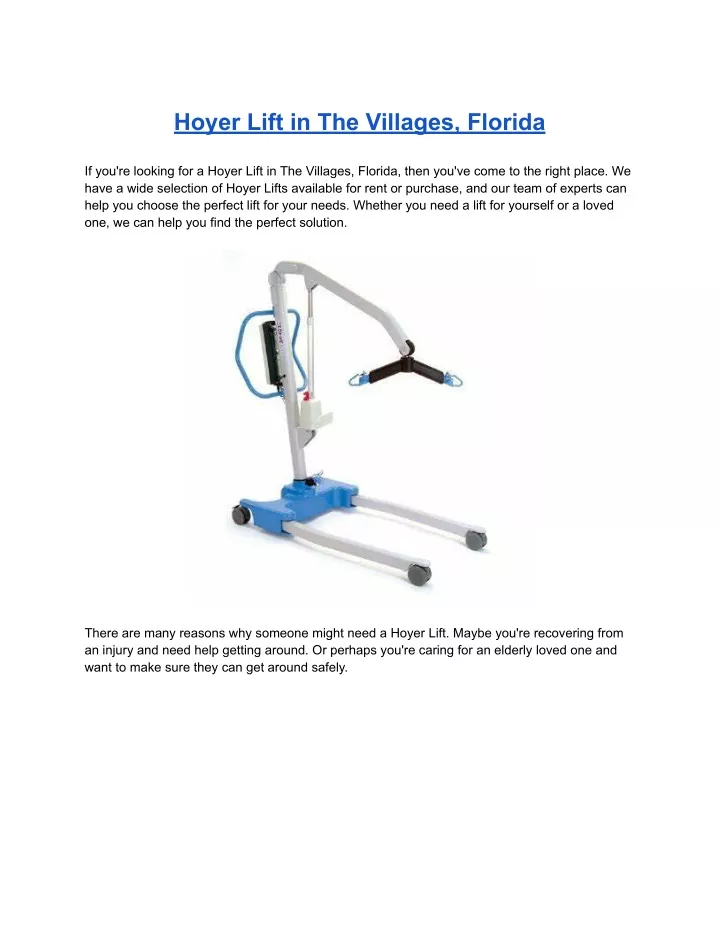 hoyer lift in the villages florida