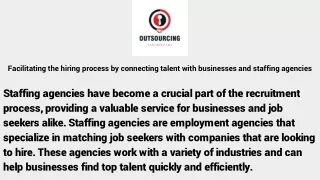 Facilitating the hiring process by connecting talent with businesses and staffing agencies
