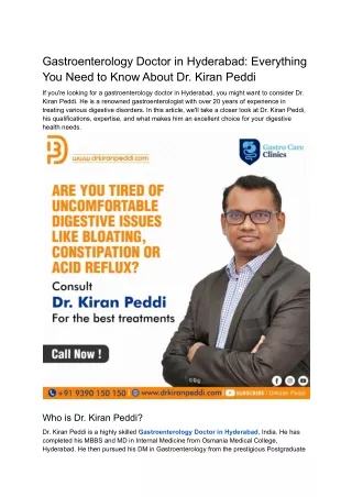 Gastroenterology Doctor in Hyderabad_ Everything You Need to Know About Dr. Kiran Peddi