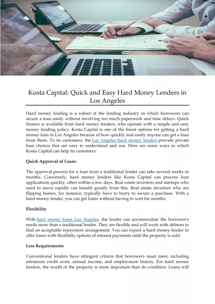 kosta capital quick and easy hard money lenders