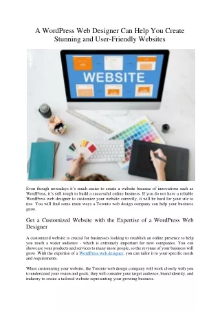 a wordpress web designer can help you create