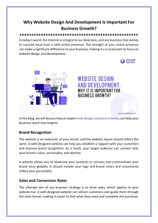 Why Website Design And Development Is Important For Business Growth