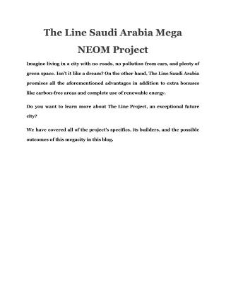 The Line Saudi Arabia Mega NEOM Project