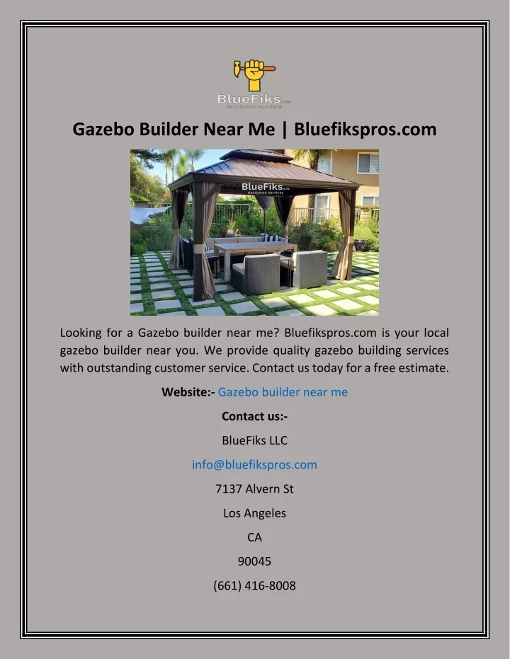 gazebo builder near me bluefikspros com