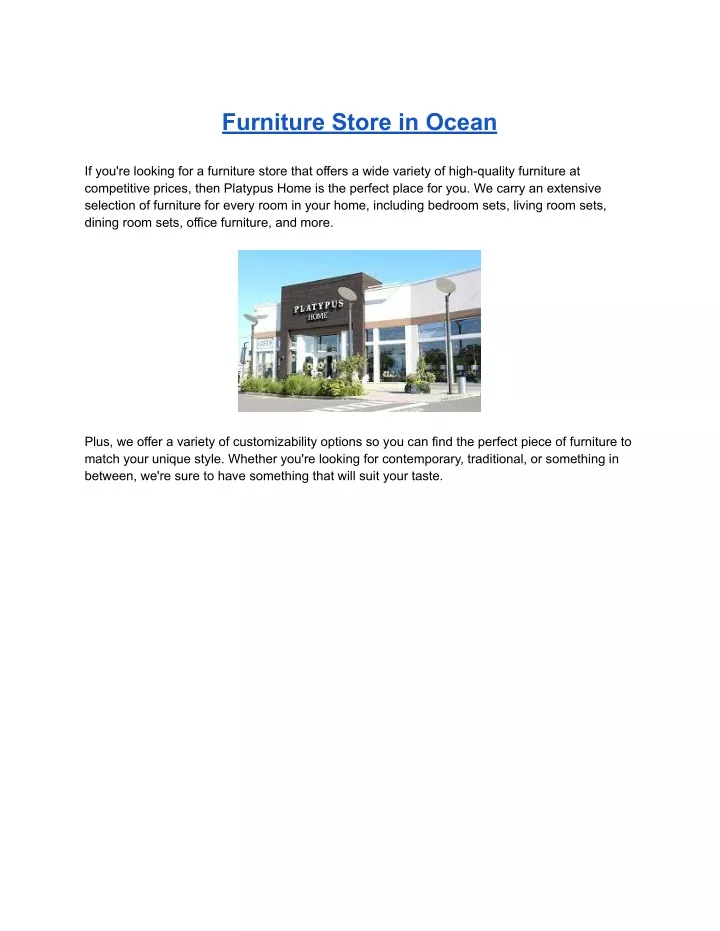 furniture store in ocean