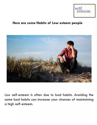 Here are some Habits of Low esteem people