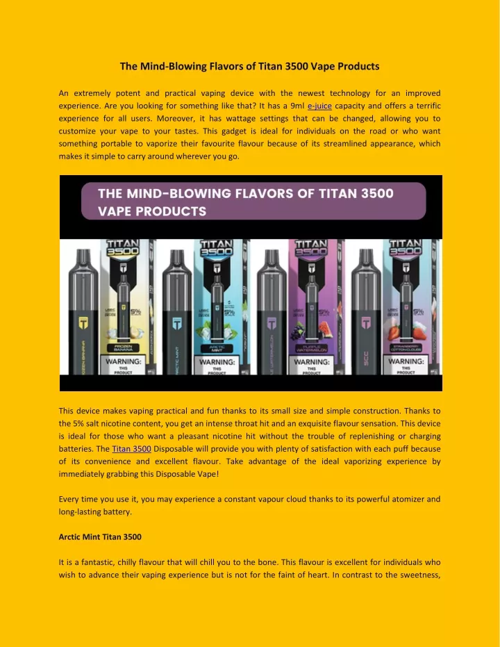 the mind blowing flavors of titan 3500 vape