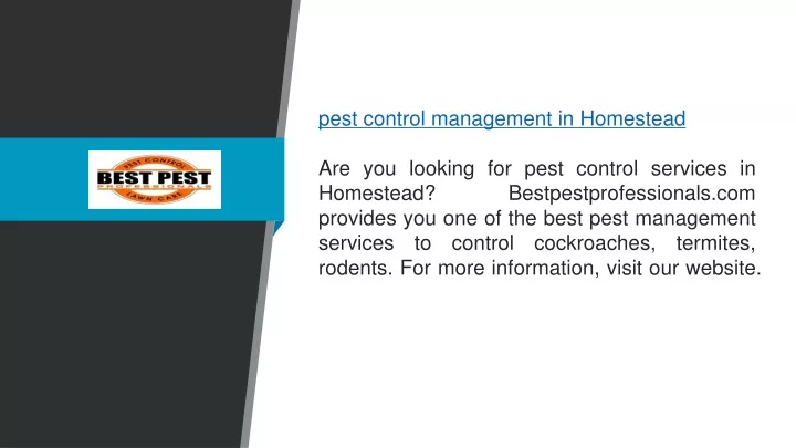 pest control management in homestead