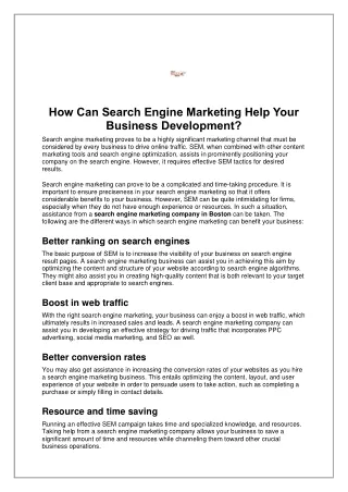 How Can Search Engine Marketing Help Your Business Development?
