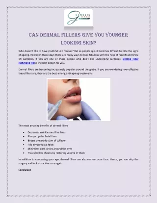 Can Dermal Fillers Give You Younger Looking Skin