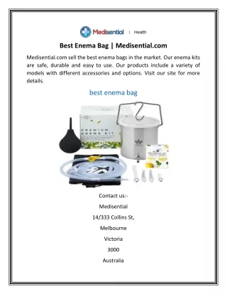 Best Enema Bag | Medisential.com